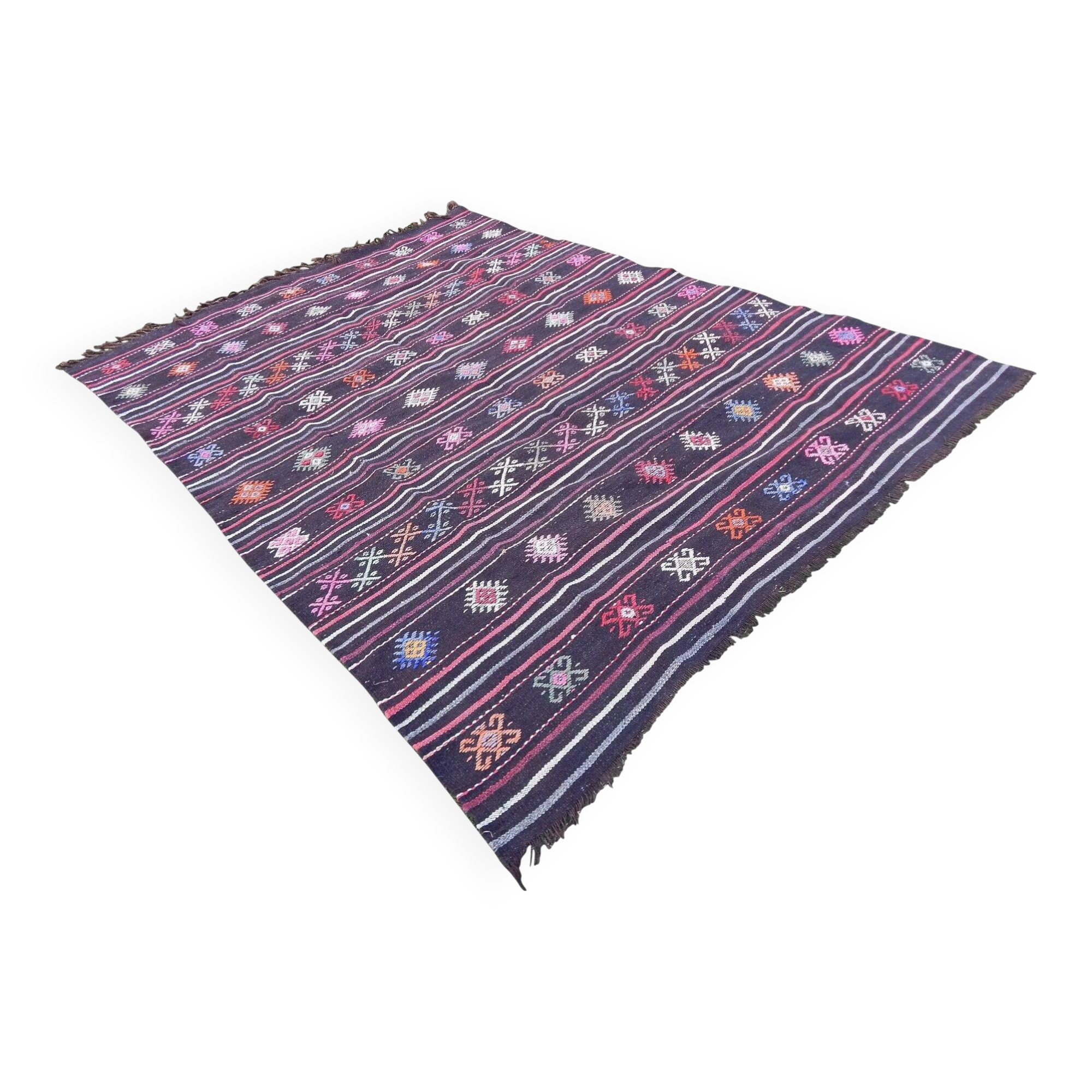 Vintage Turkish kilim handwoven 211x285 cm