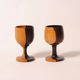 Verres à vin en bois sculpté ,bois d'olivier ,lot de deux