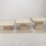 Set of 3 Italian Travertine Coffee Tables, 1980s