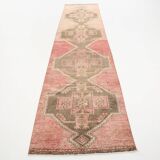 3x13 Vintage Red & Brown Classic Persian Runner Rug, 92x408Cm