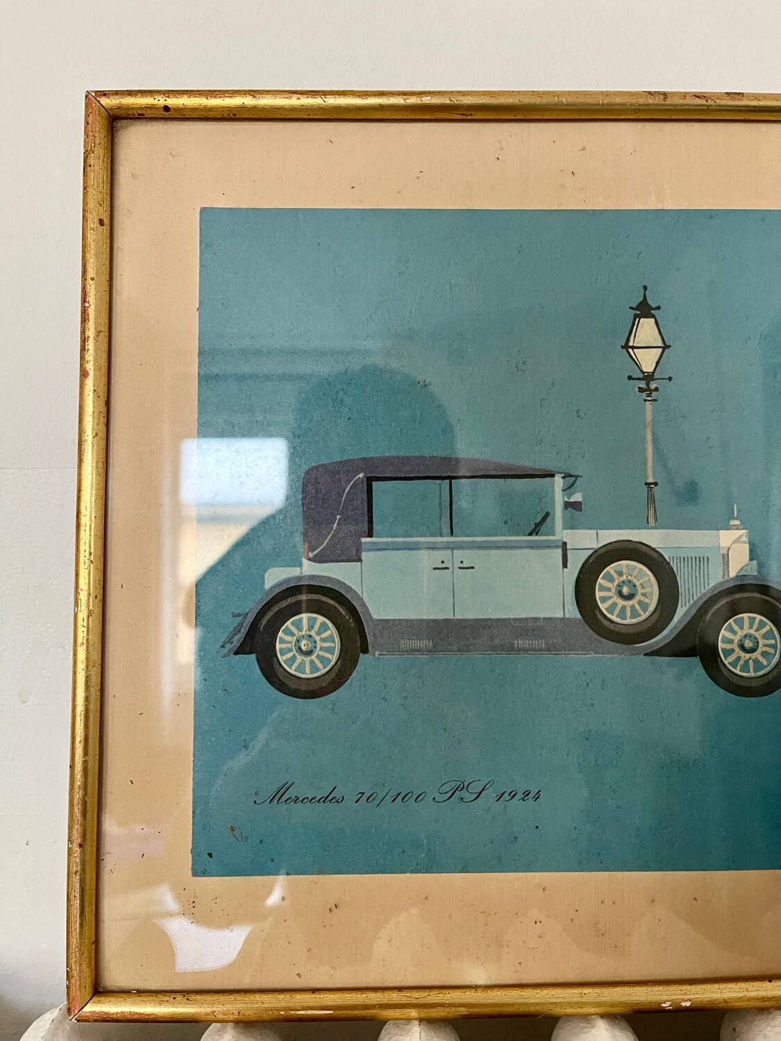 Vintage framed automotive poster
