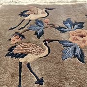 Luxurious Rug 100% SILK/China/Hand-Tied/Crane Motif/1950s