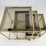1970's italian brass & smoked glass nesting tables