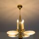 Art Deco Brass and Glass Chandelier, 1930s
