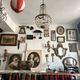 Golden bronze hot air balloon chandelier with glass pendants, mid-20th century.