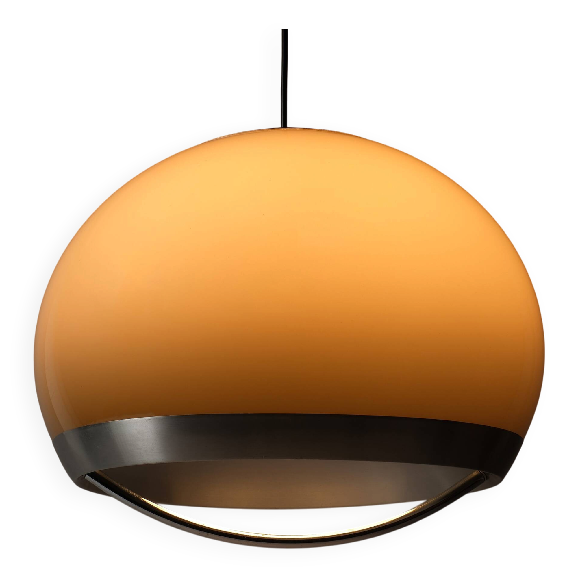 Dijkstra Lampen Mocha-Brown Acrylic Dome Pendant Lamp, 1970s Space Age.