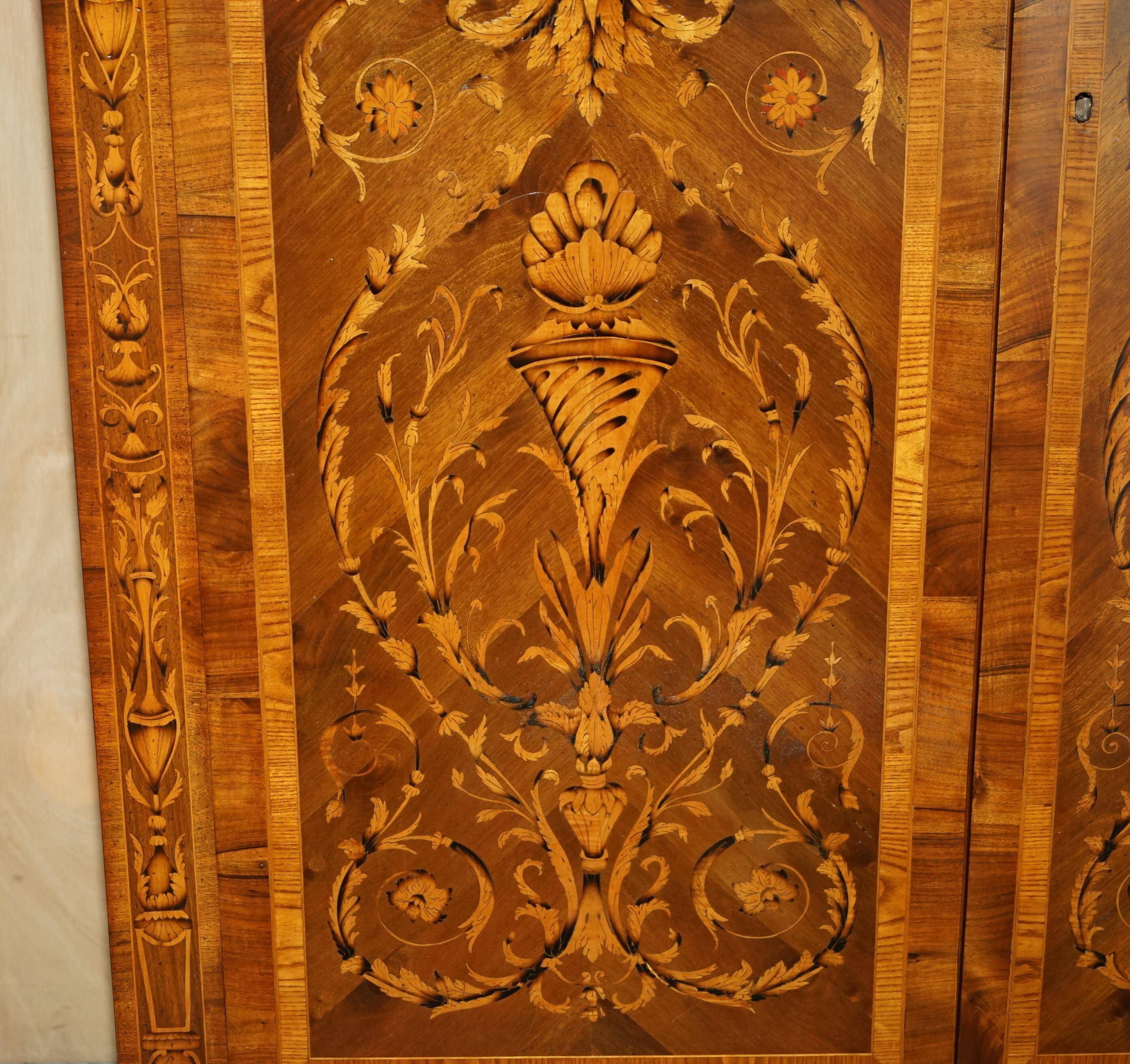 Vintage Regency style Italian marquetry wardrobe