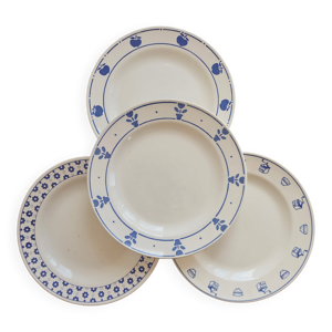 4 assiettes plates vintage