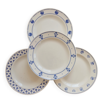 4 mismatched vintage dinner plates - Lot Cutie II