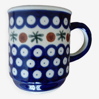 Mug en céramique bleu peint à la main Poland