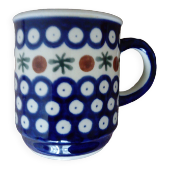 Poland Hand Painted Blue Ceramic Mug