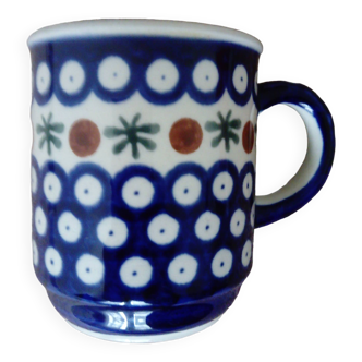 Mug en céramique bleu peint à la main Poland