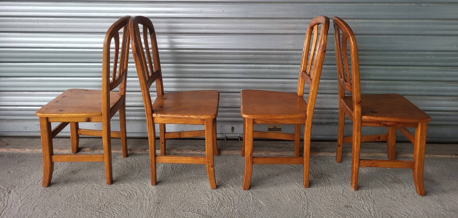 Set of 4 vintage solid wood chairs