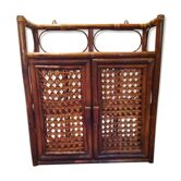 Armoire à pharmacie rotin 2 portes canées vintage