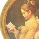 Vintage frame scene of young woman reading