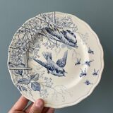 Set of 5 plates Terre de Fer "Spring Service" XIXth