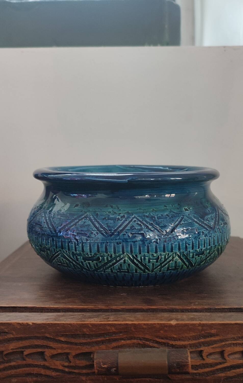 Rimini Blue ceramic cache-pot, Aldo Londi, Bitossi