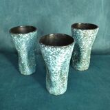 3 vases Ceramic Modernist Turquoise Free Form Nissy Annecy circa 1950