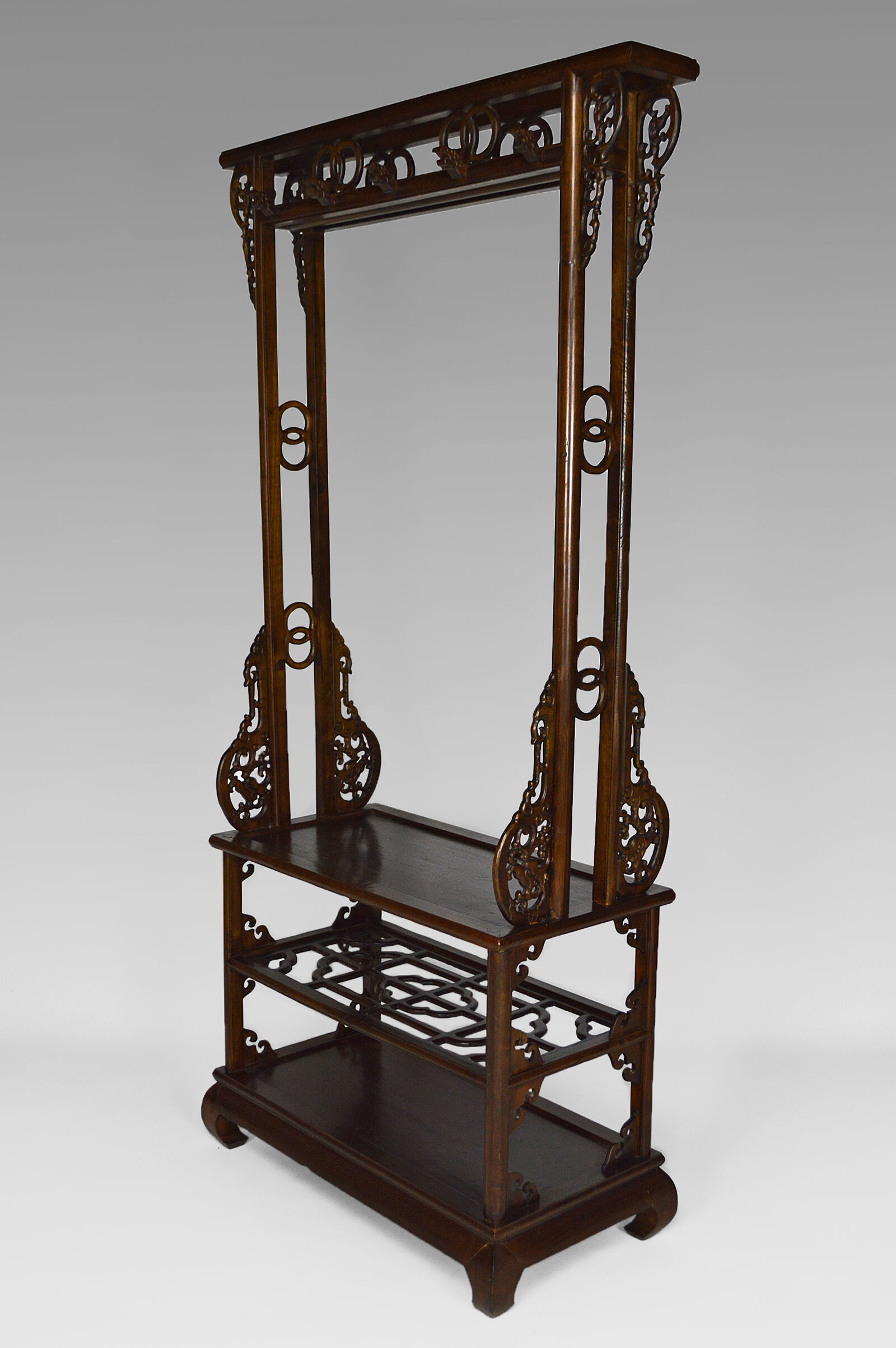 Wardrobe with Asian coat made of wood carved with dragons