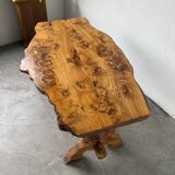 Table artisanale en orme massif, art populaire