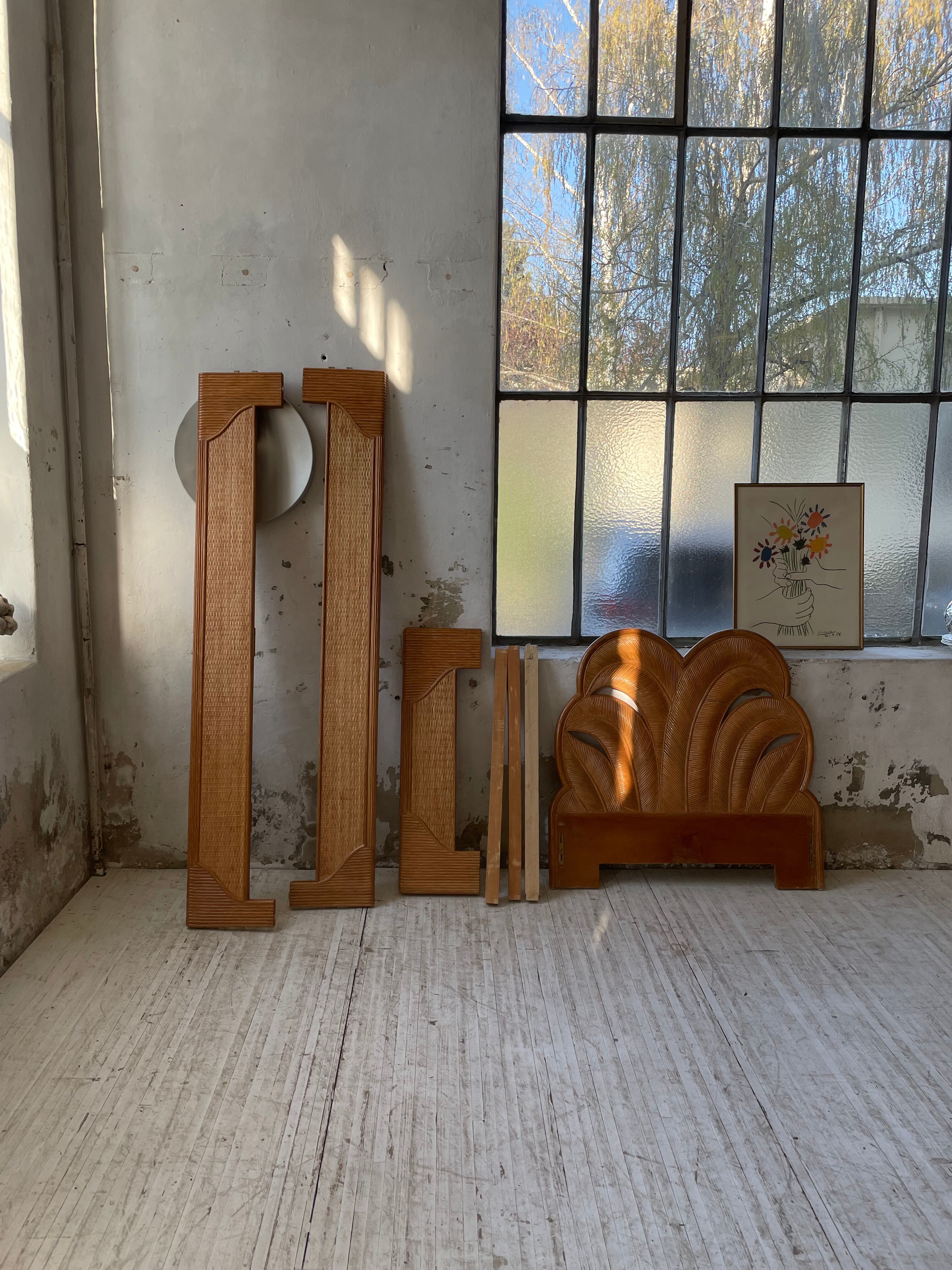 Bed 1 place "palm" wicker and rattan Vivai Del Sud