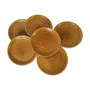Lot de 6 assiettes poisson Gien