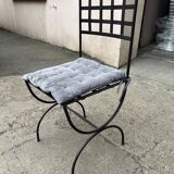 Set of 4 wrought iron chairs with seat cushions