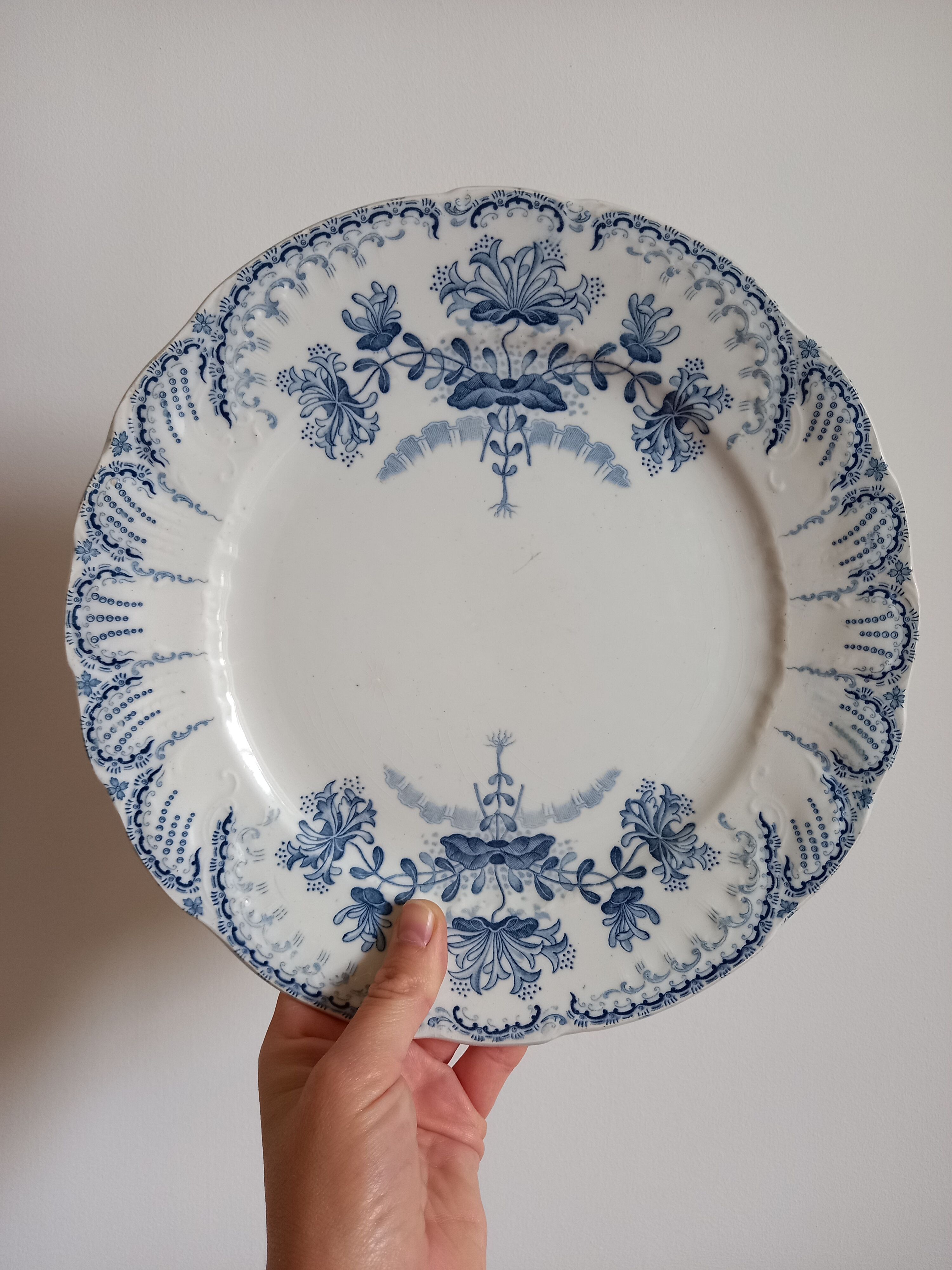 Pair of flat plates Terre de Fer "Régence" Saint-Amand & Hamage