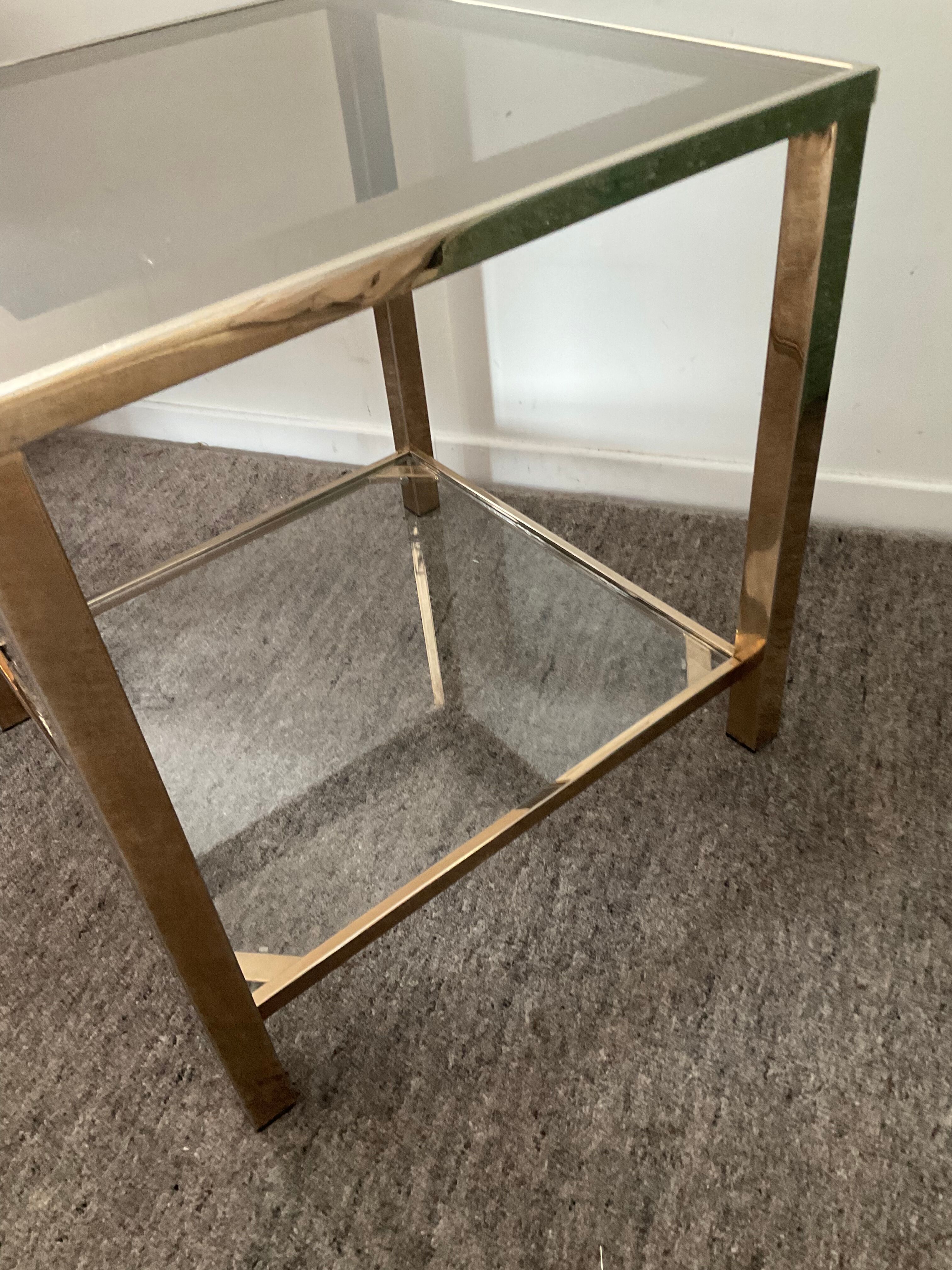 Belgo Chrom coffee table from the 70s in gold-plated brass
