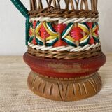 Vintage wicker and scoubidou carafe