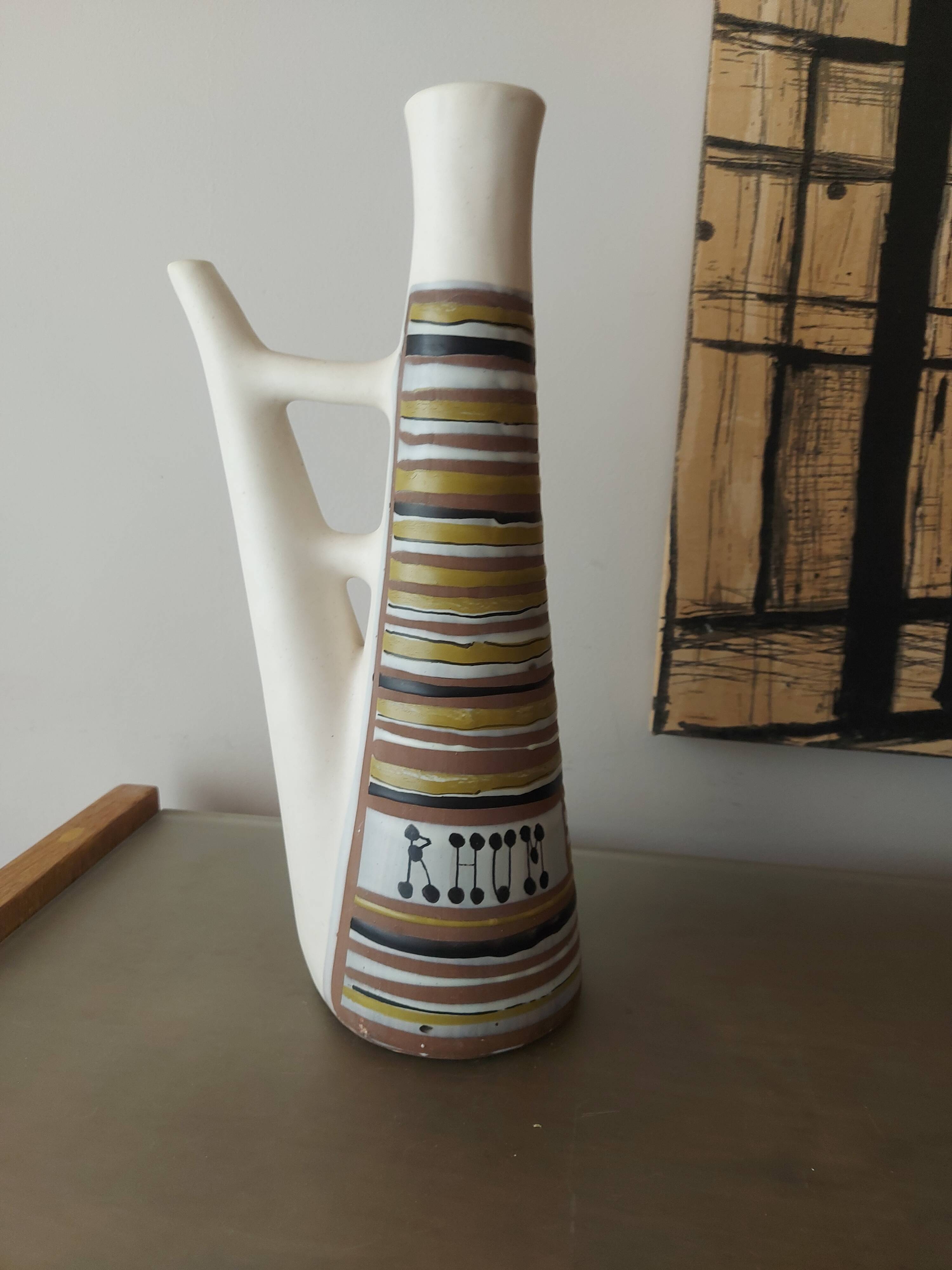 Ceramic pitcher " rum " roger capron , vallauris