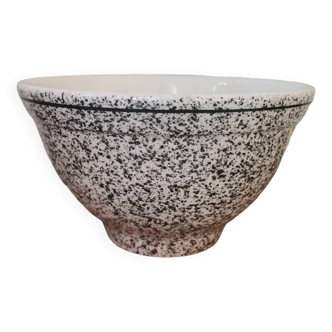 Vintage black speckled enameled ceramic bowl made in Italy