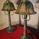 pair of bronze bedside lamps 38x18 art nouveau style, electrical working