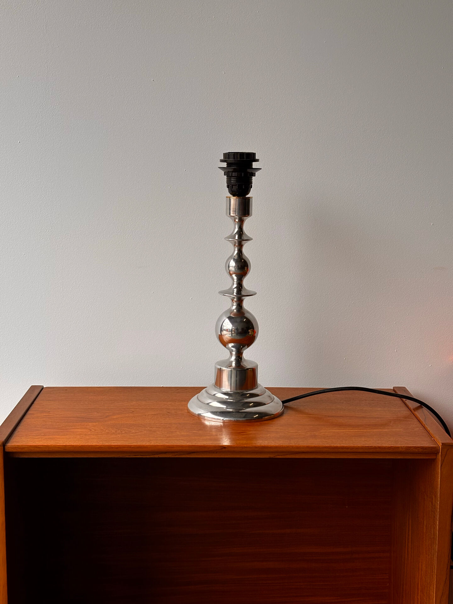 Mid-century Scandinavian sculptural lamp chrome 1970