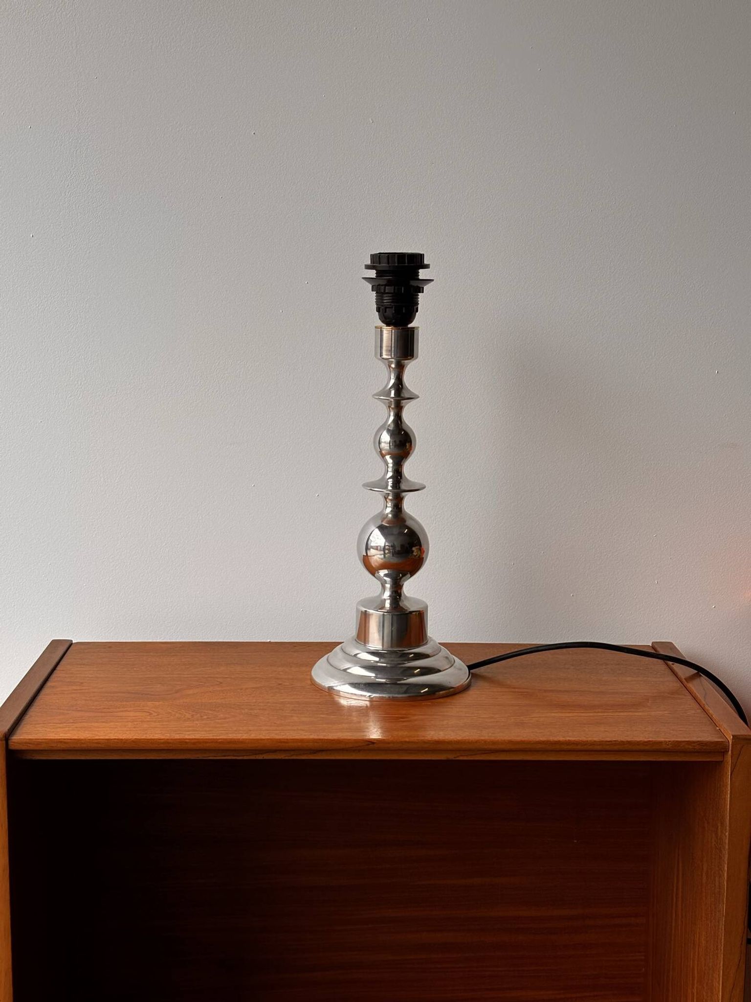 Mid-century Scandinavian sculptural lamp chrome 1970
