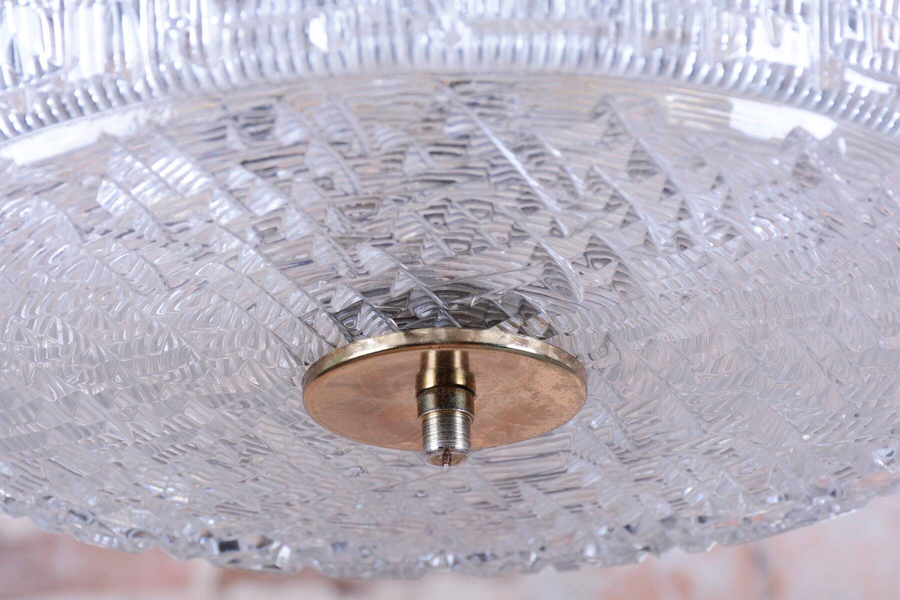 Mid-Century Chandelier in Glass and Brass attributed to Kamenický Šenov, Czech, 1960s
