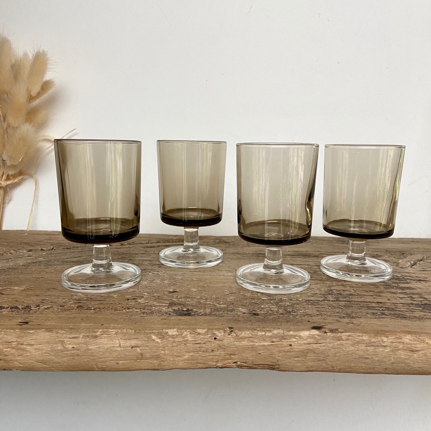 4 small luminarc smoked glasses