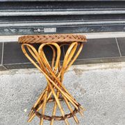 Table d'appoint en rotin 1950 midcentury