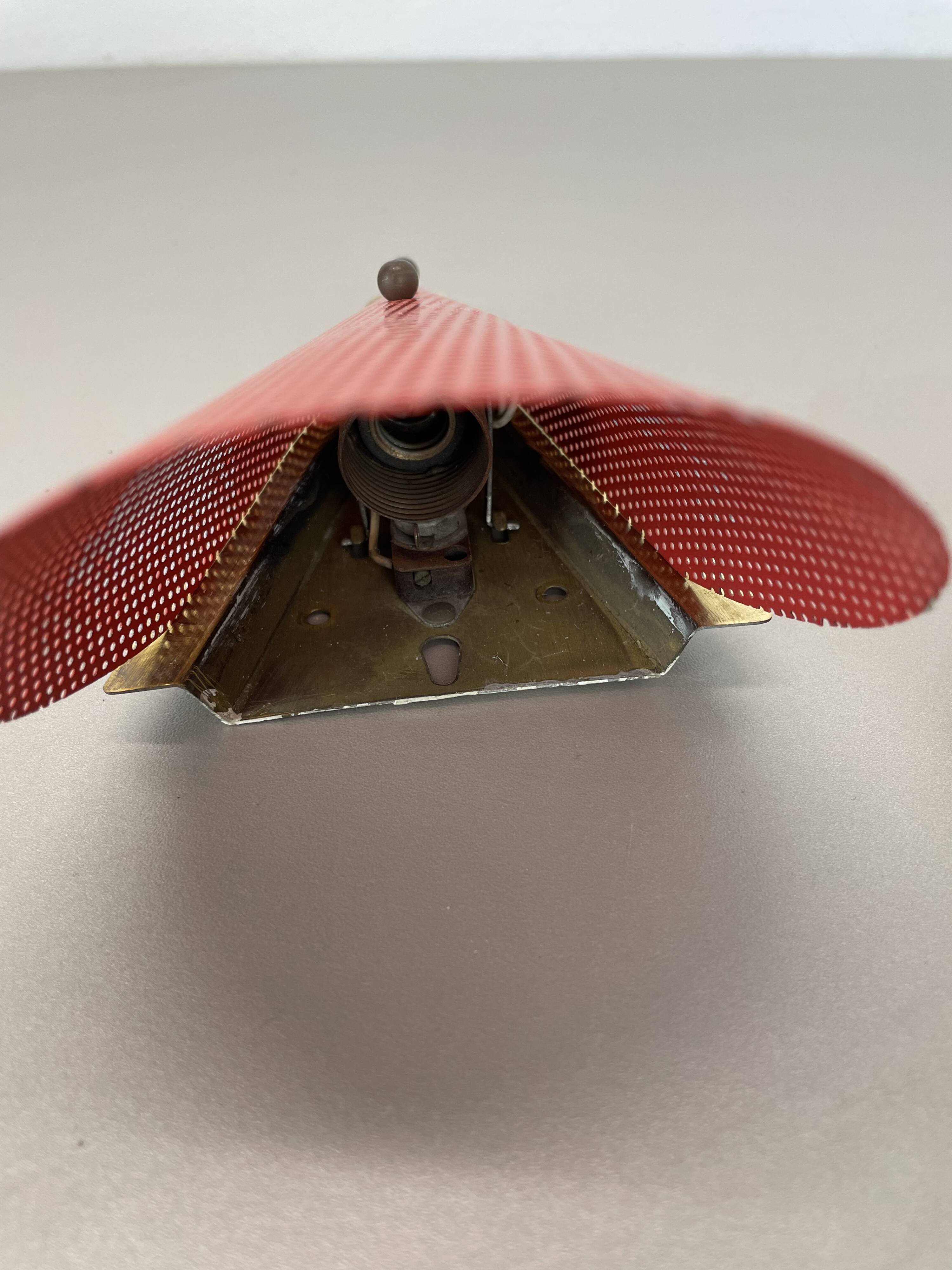 Set of two hole pattern theatre wall light sconces, france, 1950