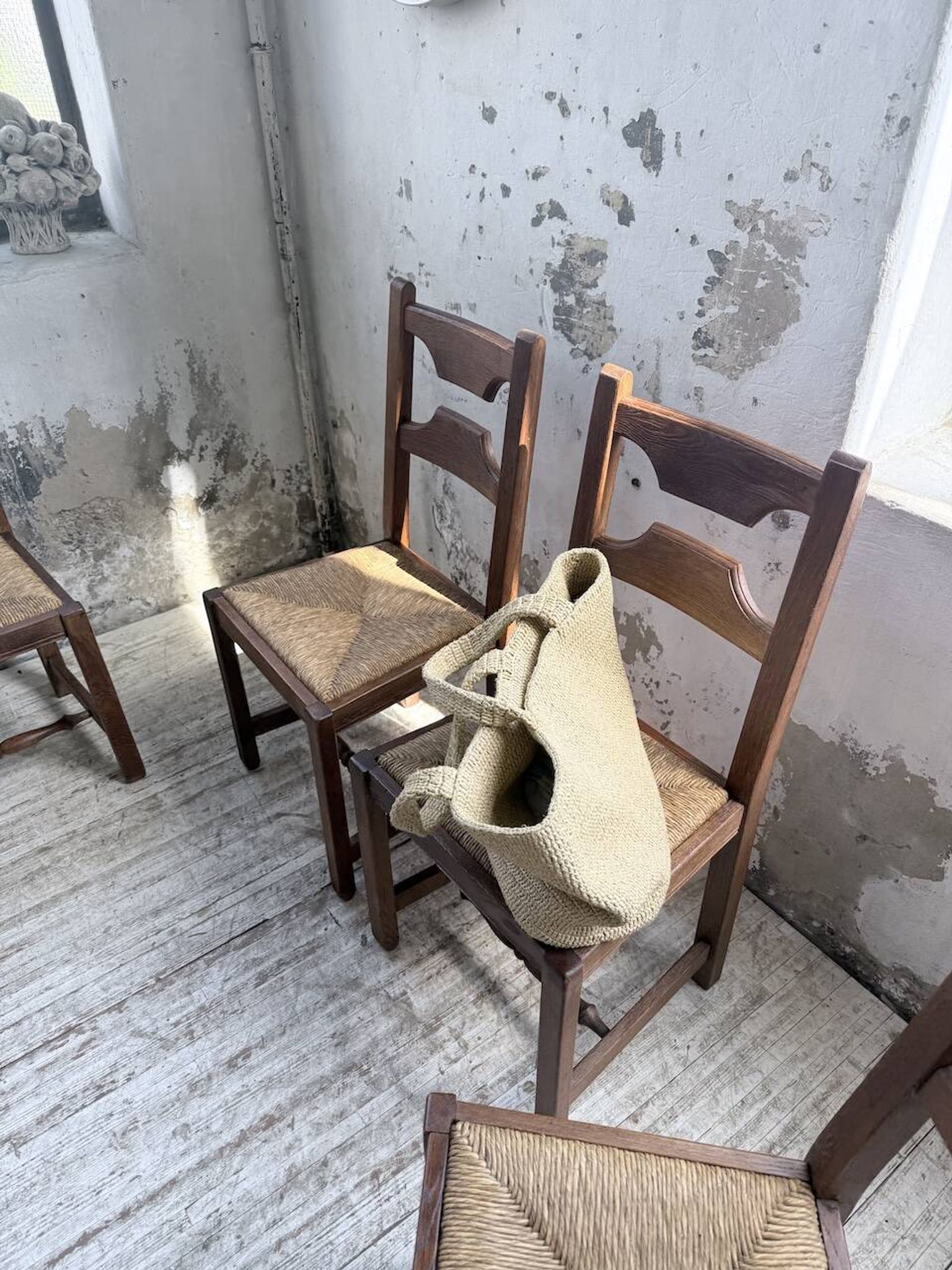 Set 4 chaises rustiques chêne De puydt, Belgique 1970