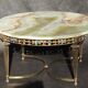 Table basse rode de salon marbre onyx et bronze