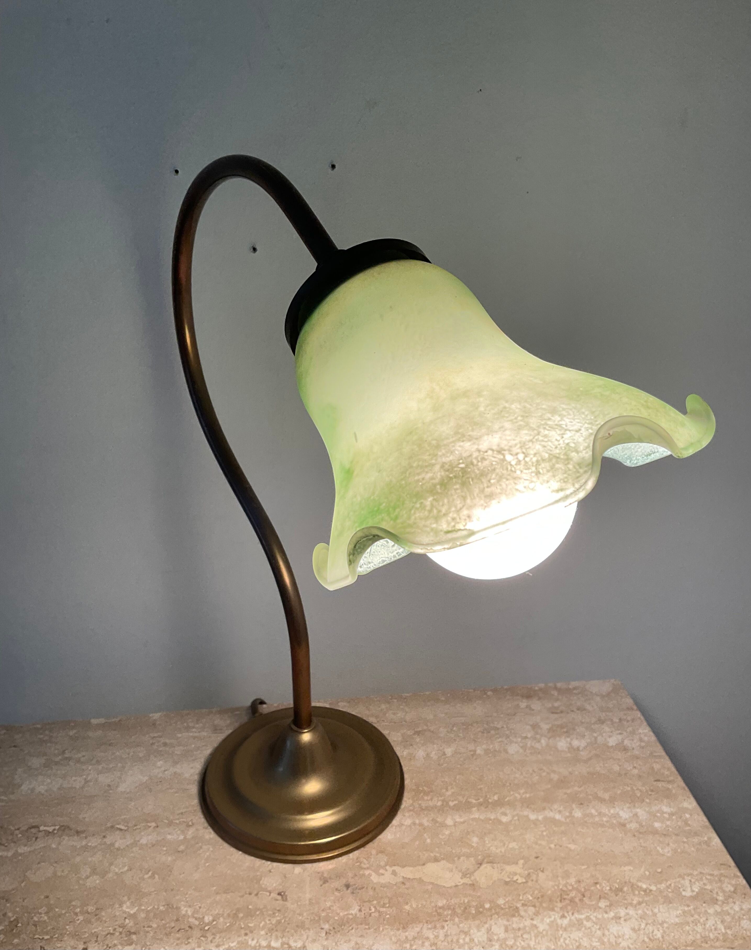 Vintage Kaelle lamp signed in brass and glass paste 70s