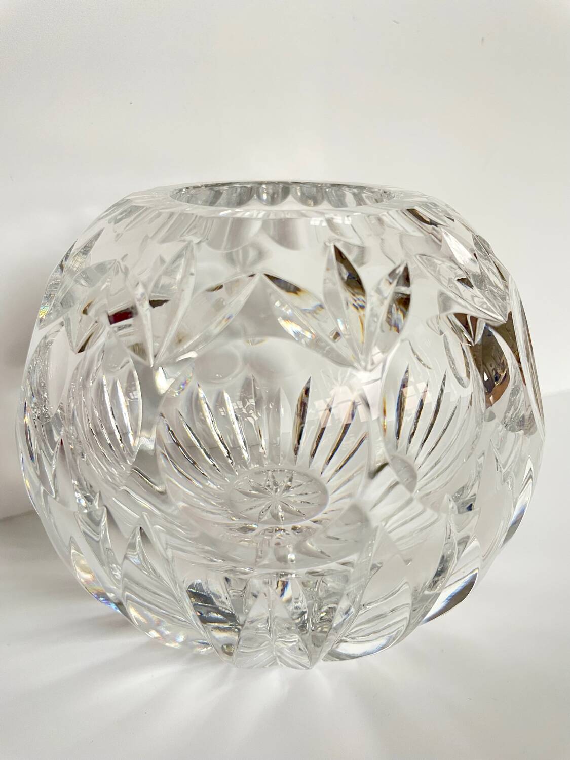Chiseled crystal ball vase