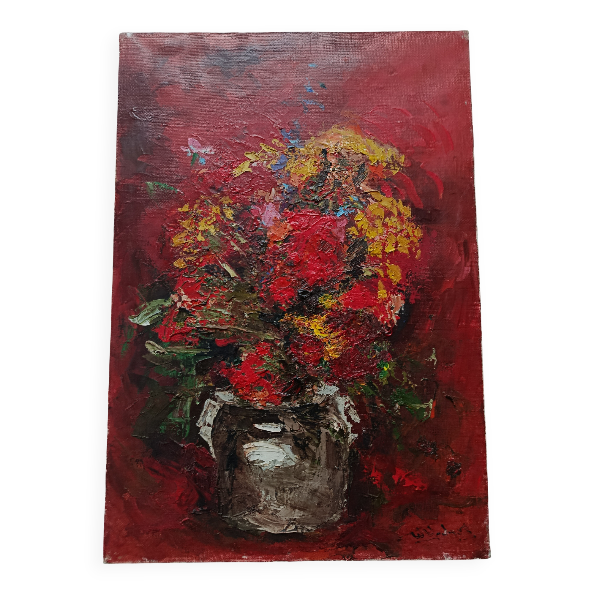 Hst still life bouquet flower in vase by willy jager 1960 germany 1960