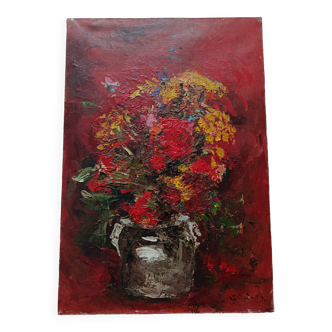 Hst still life bouquet flower in vase by willy jager 1960 germany 1960