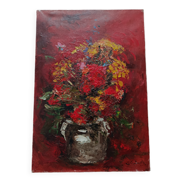 Hst still life bouquet flower in vase by willy jager 1960 germany 1960