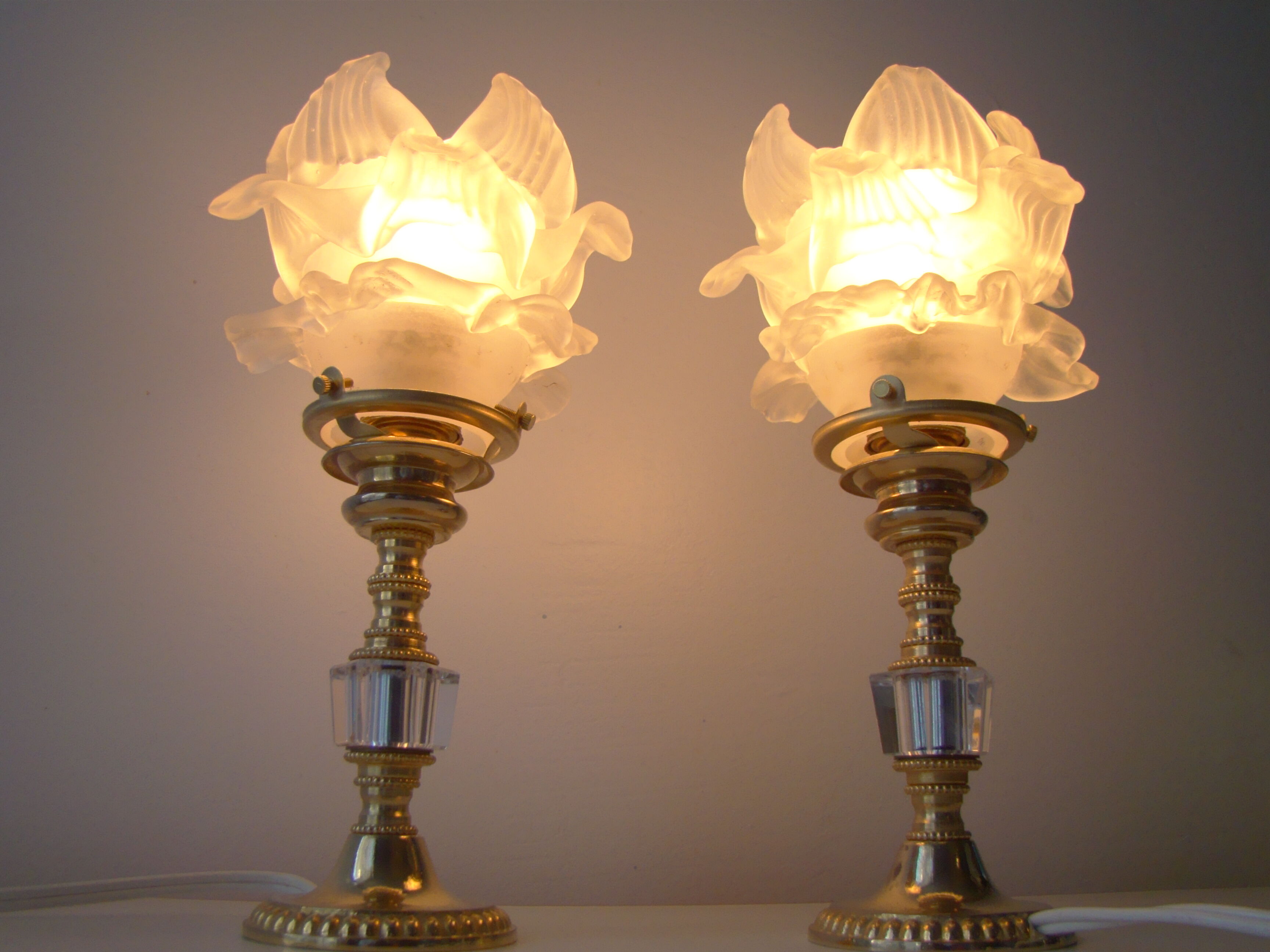 Paire de lampes vintage dorées