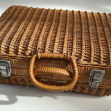 Small vintage rattan suitcase, bohemian spirit, 1960s-70s.