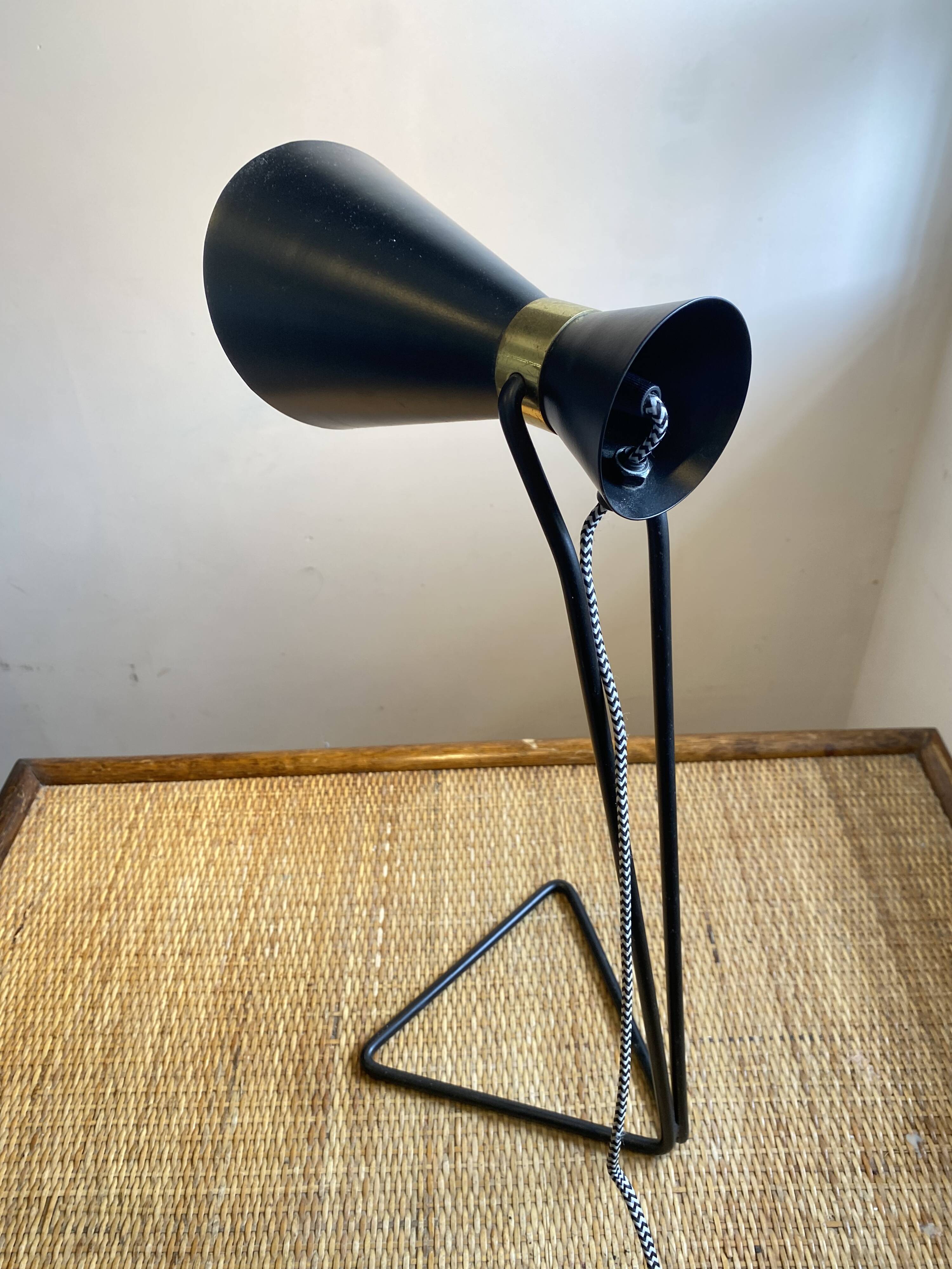 Vintage 1970s black metal cocotte lamp