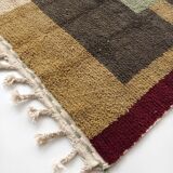 Moroccan Berber boujaad ecru carpet with colorful patterns 255x175cm